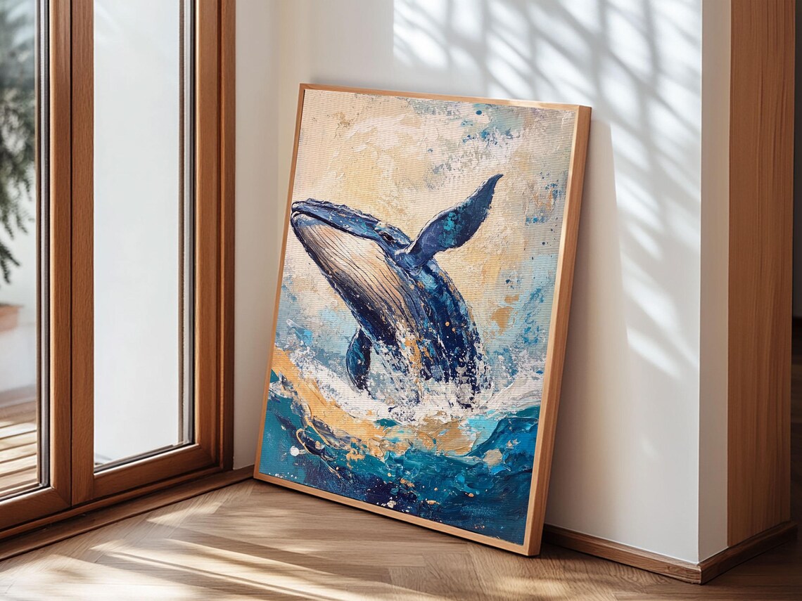 Whale Watercolor Art Print, Nursery Nautical Decor