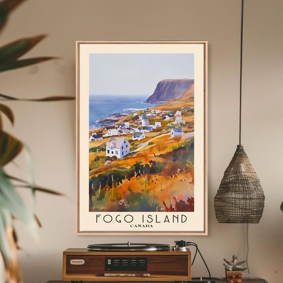 Fogo Island Canada Watercolor Print Vacation Gift Canada Wall Art Vacation Wall Art Vacatation Beach Decor Beach Or Lakehouse Art