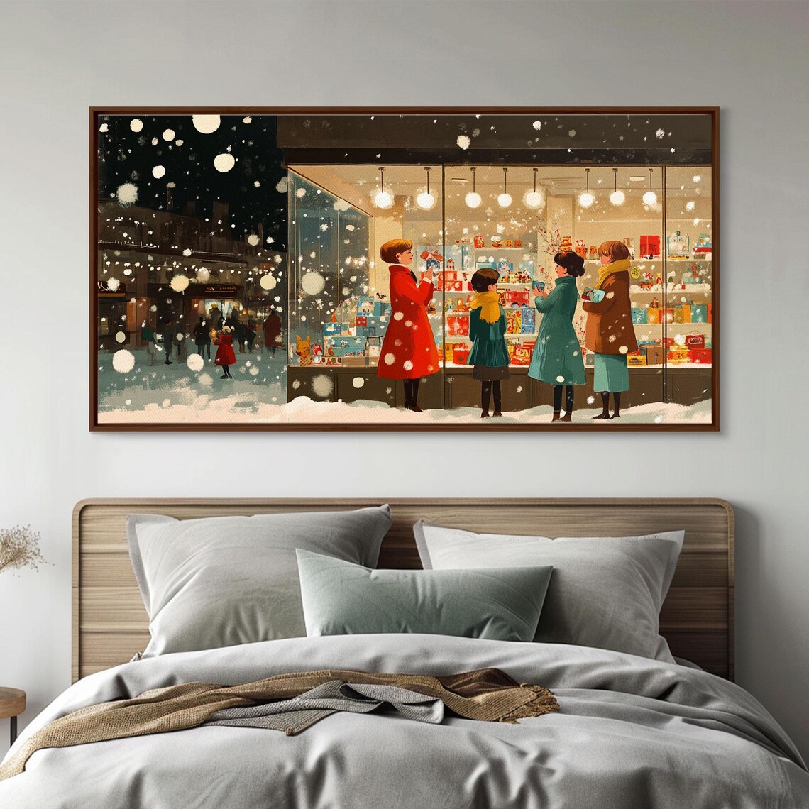Christmas Window Shopping Scene, Nostalgic Holiday Poster