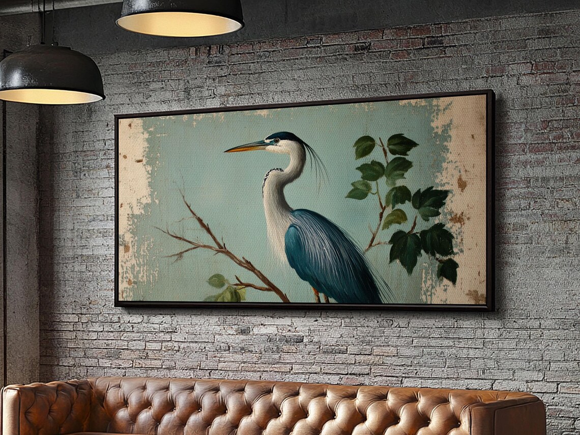 Blue Heron Funky Painting Art Print, Great Blue Heron - Image 3