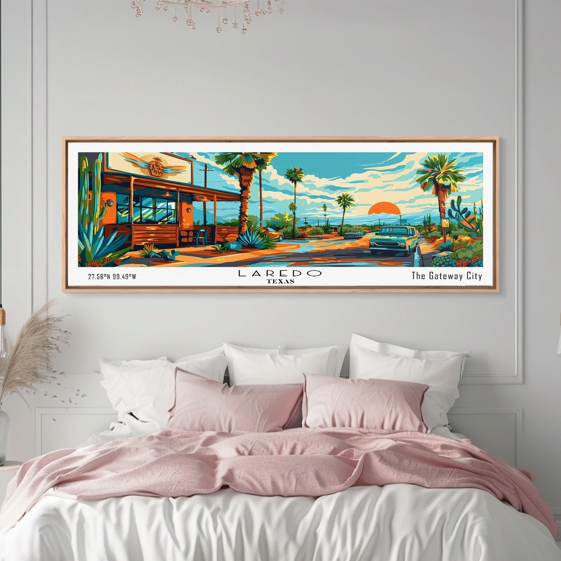 Laredo Texas Gateway City Desert Sunset Diner Street Travel Poster