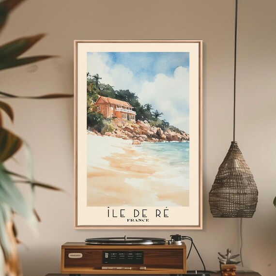 Ile De Re France Cliff Villa Rocky Point White Sand Watercolor Wall Poster