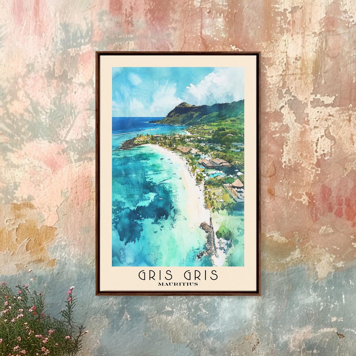 Gris Gris Mauritius Aerial Turquoise Coast Reef View Travel Poster - Image 4