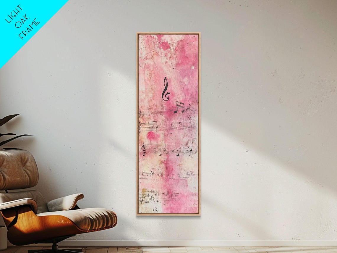 Treble Clef And Music Notes Pink Watercolor Rustic Music Wall Art