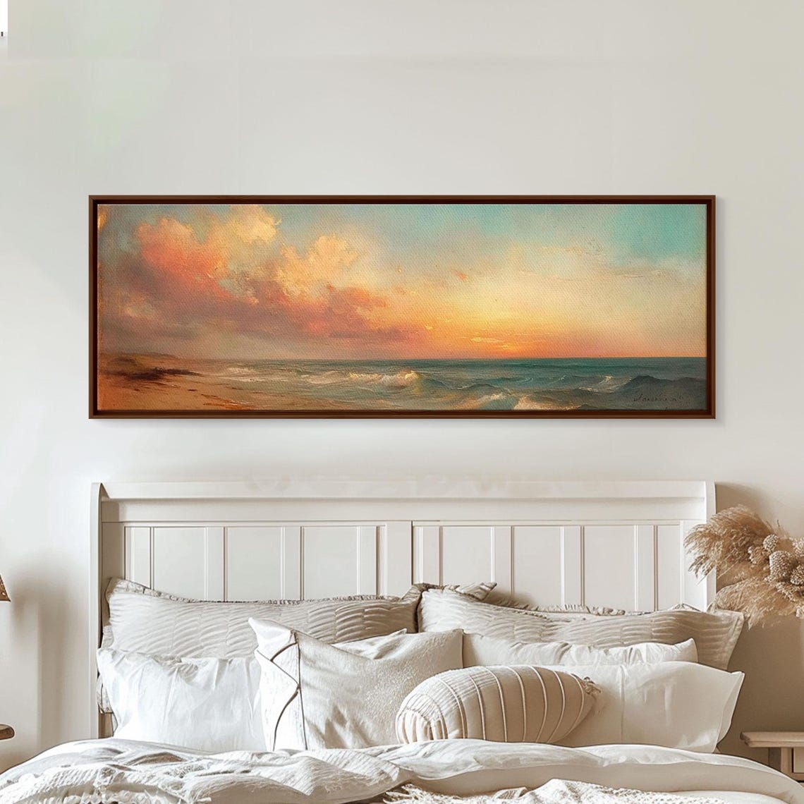 Beach Sunset Painting Golden Waves Warm Sky Coastal Wall Art - Image 6