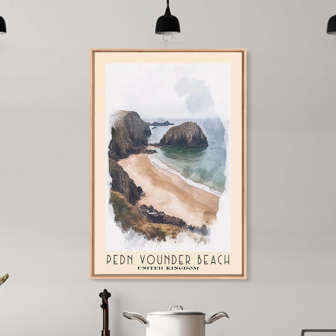 Pedn Vounder Beach United Kingdom Cliff Cove Sea Stack Mist Poster - Image 6