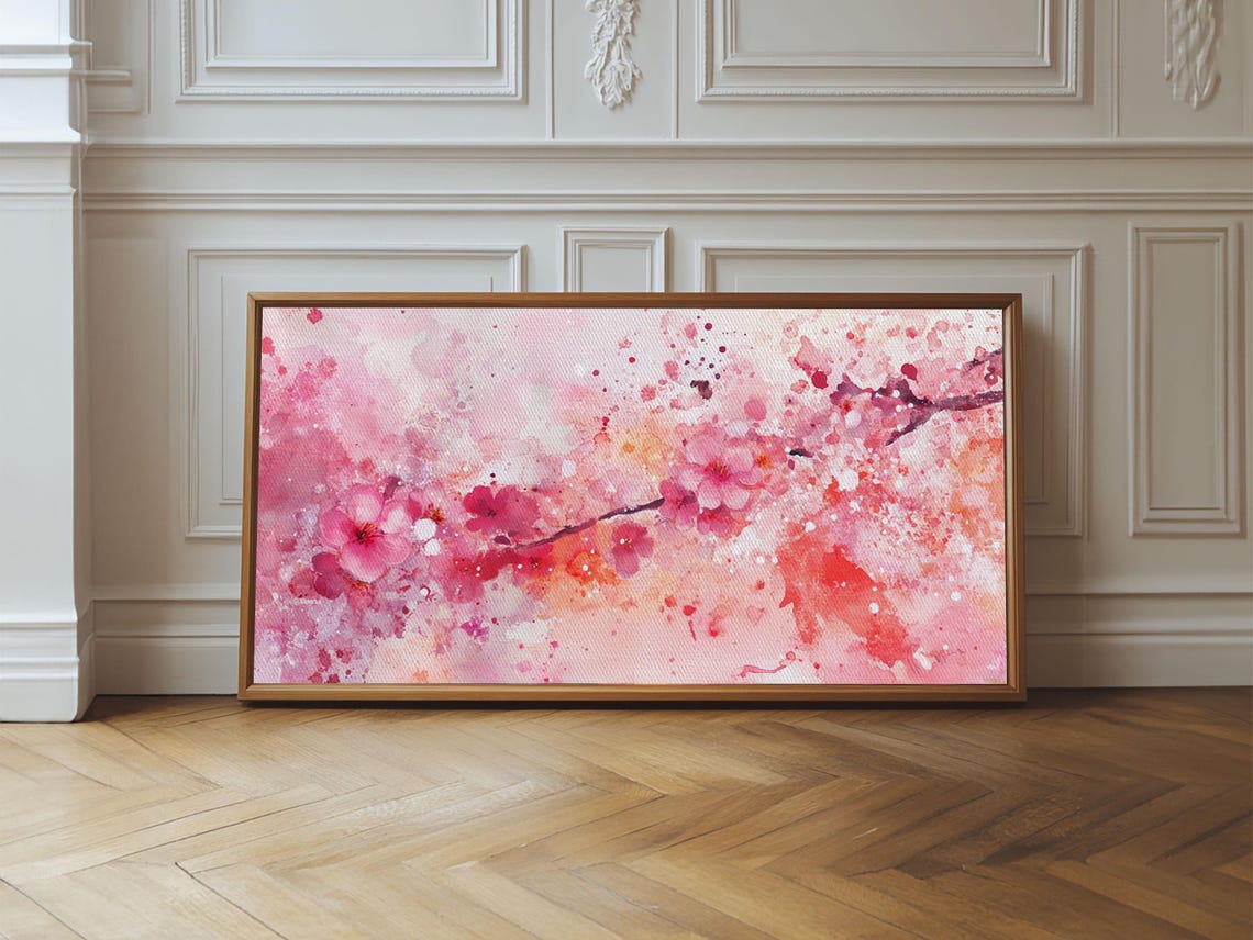 Pink Cherry Blossom Branches Watercolor Spring Floral Bloom Poster - Image 2