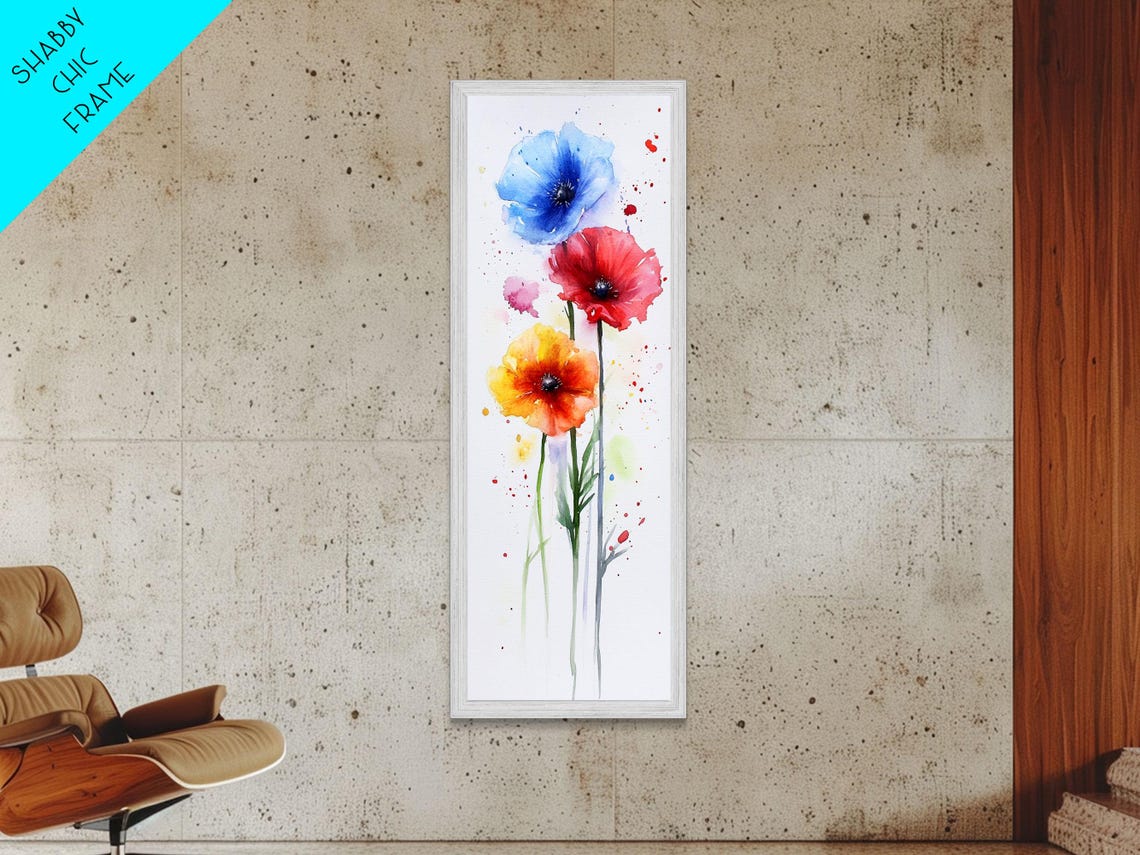 Bold Watercolor Poppy Art Framed Print Showcasing Vibrant Flower Composition In Artistic Minimalist Style - Image 2