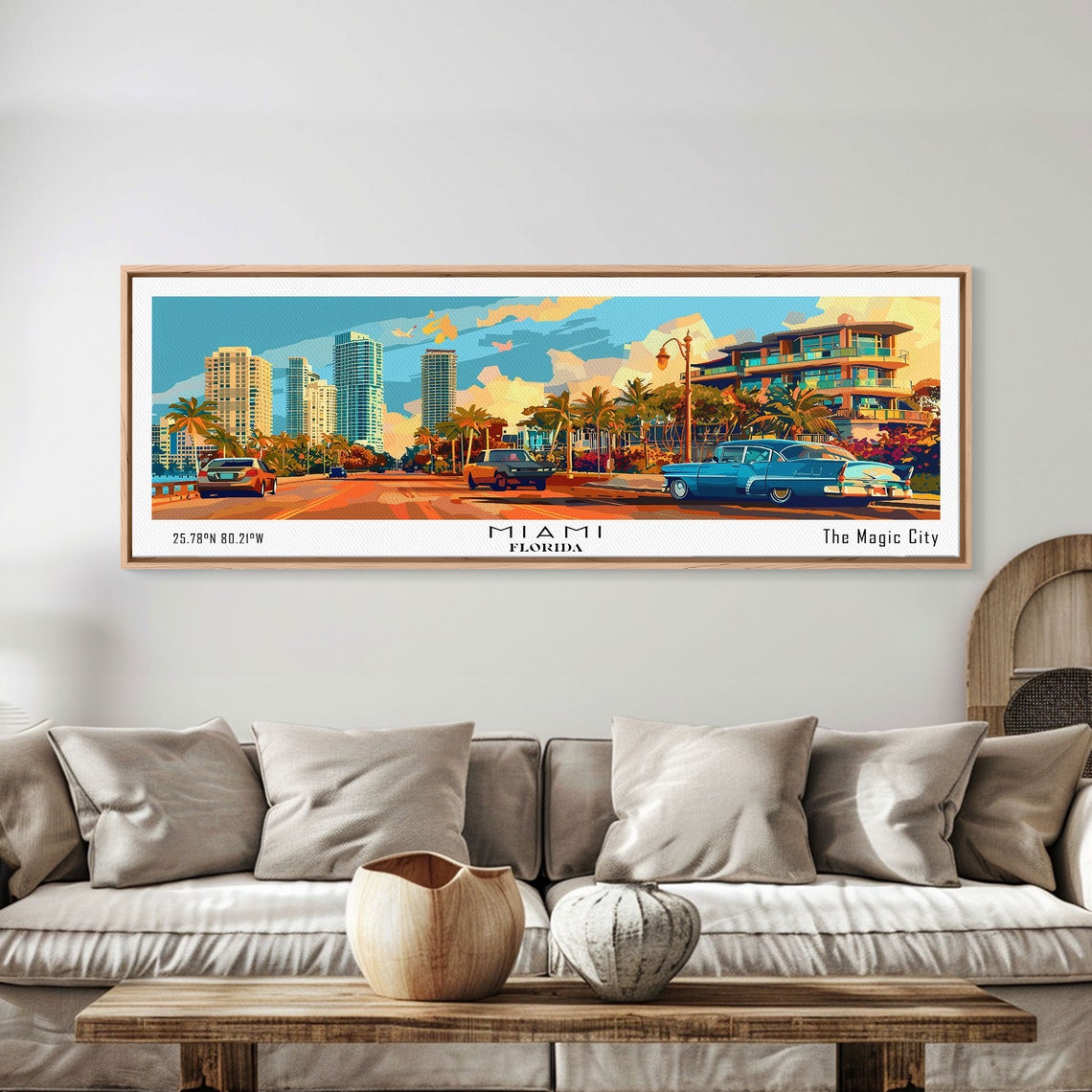 Miami Florida Magic City Palm Boulevard Skyline Travel Poster