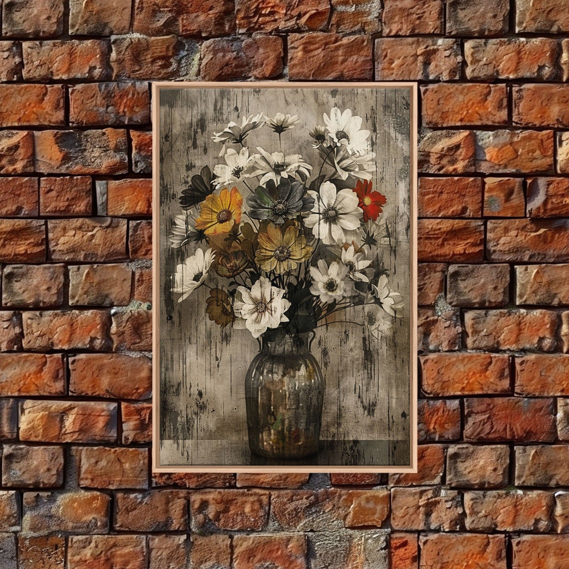 Rustic Daisies Glass Jar Distressed Wood Vintage Floral Wall Poster - Image 4