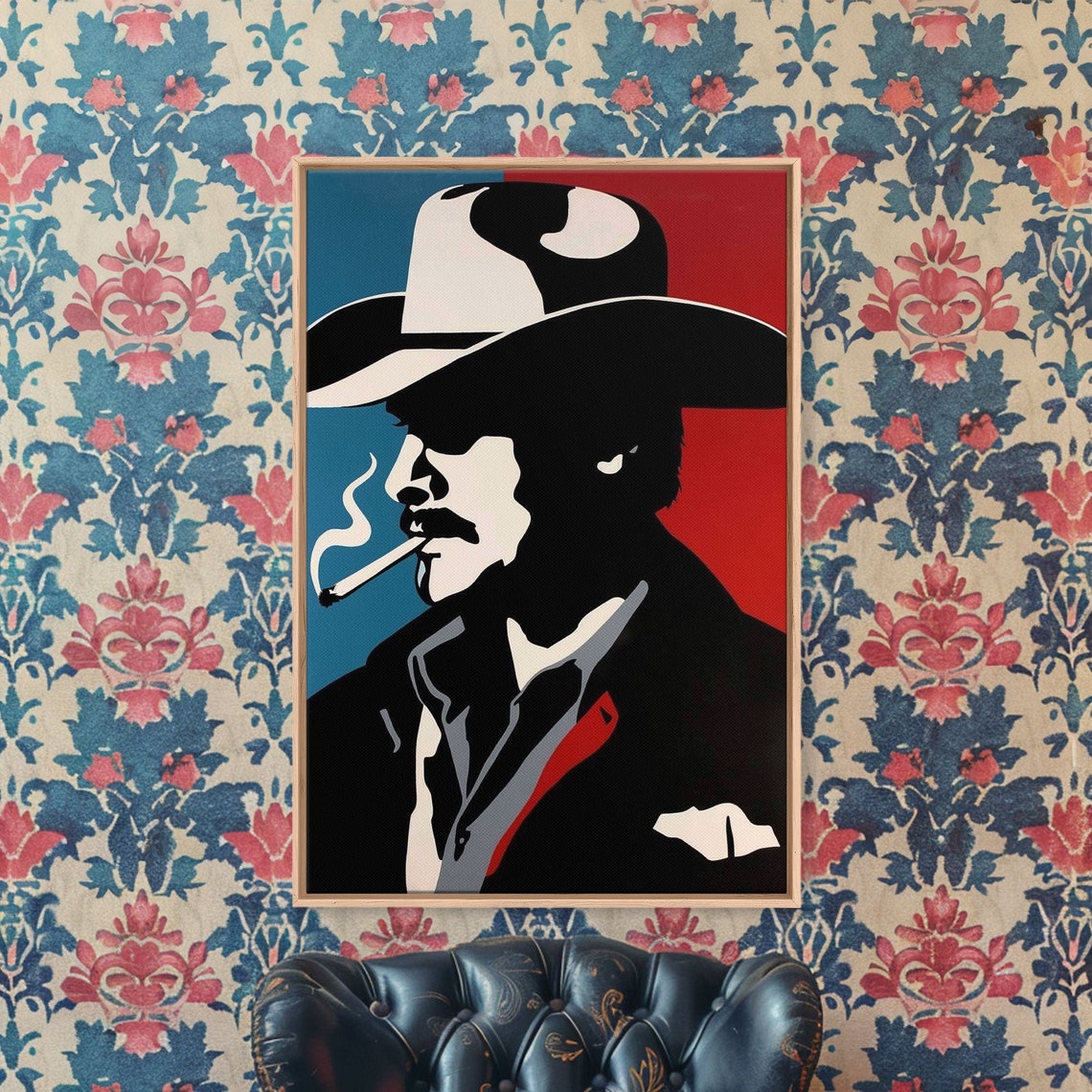 Bold Pop Art Cowboy Silhouette With Cigarette Retro Wall Art Poster - Image 5