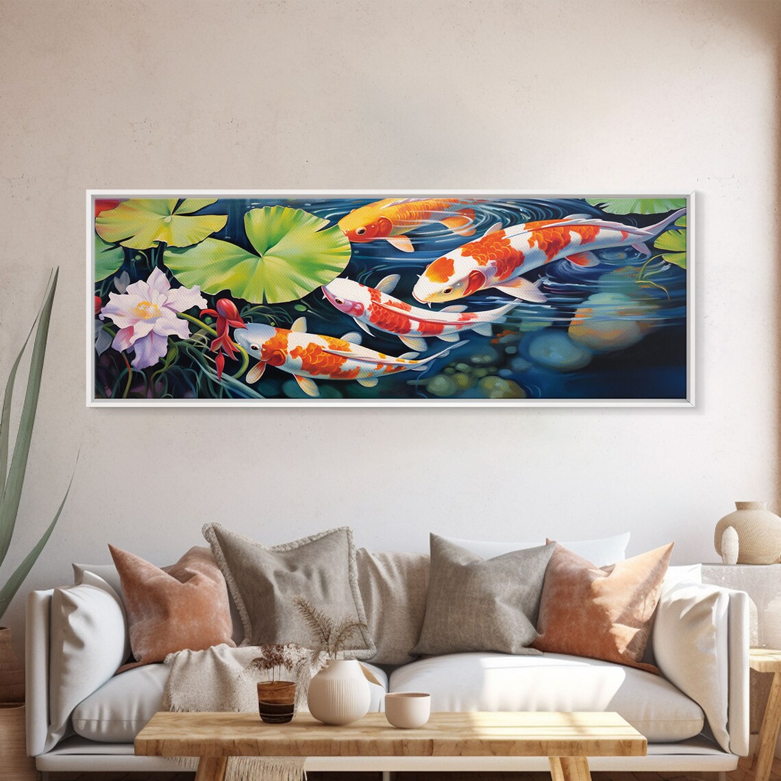 The Koi Pond Framed Print Koi Fish Decor Koi Fish Garden Wall Art Koi Fish And Lilly Pads - Image 5
