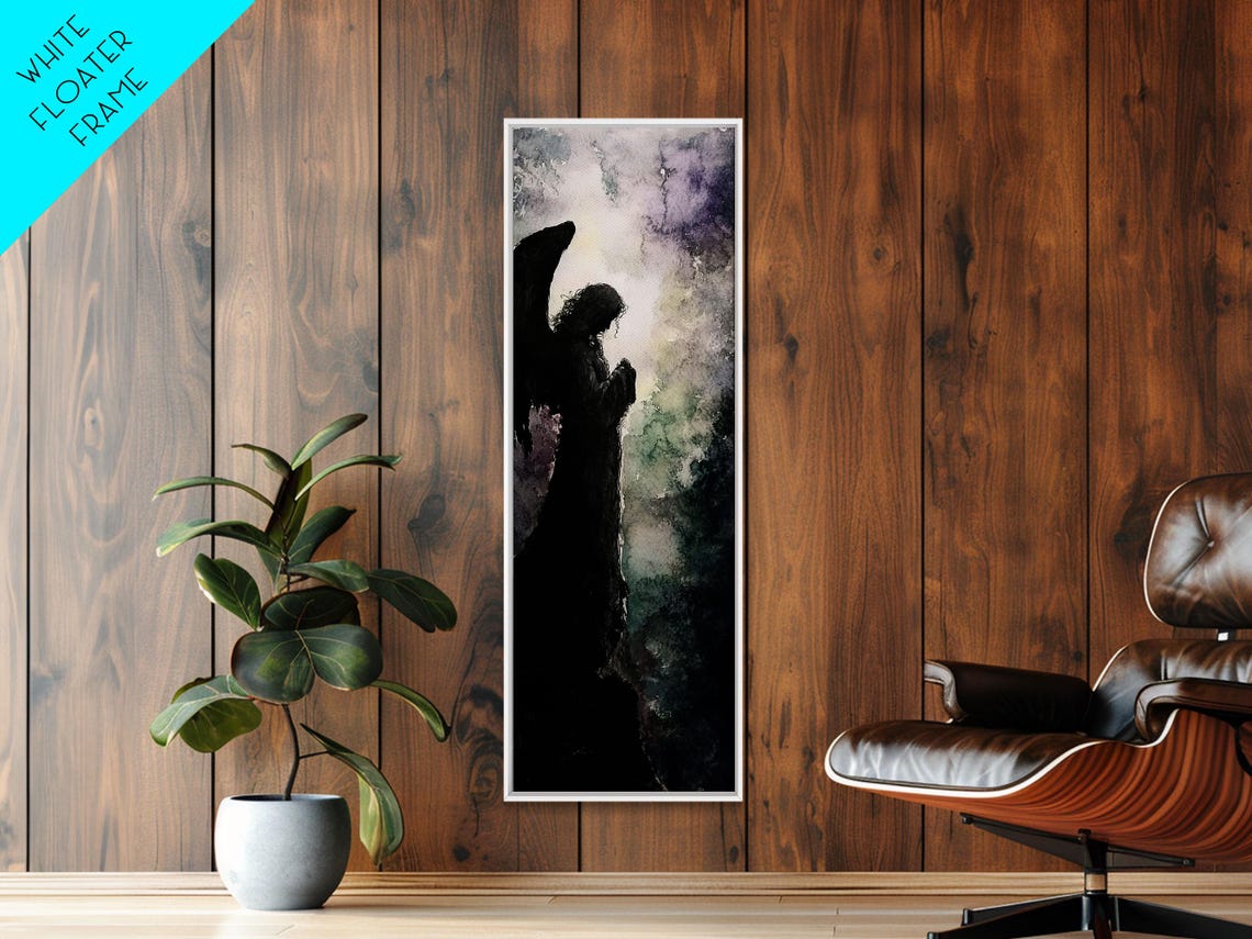 Praying Angel Silhouette Moody Spiritual Gothic Wall Decor Poster - Image 6