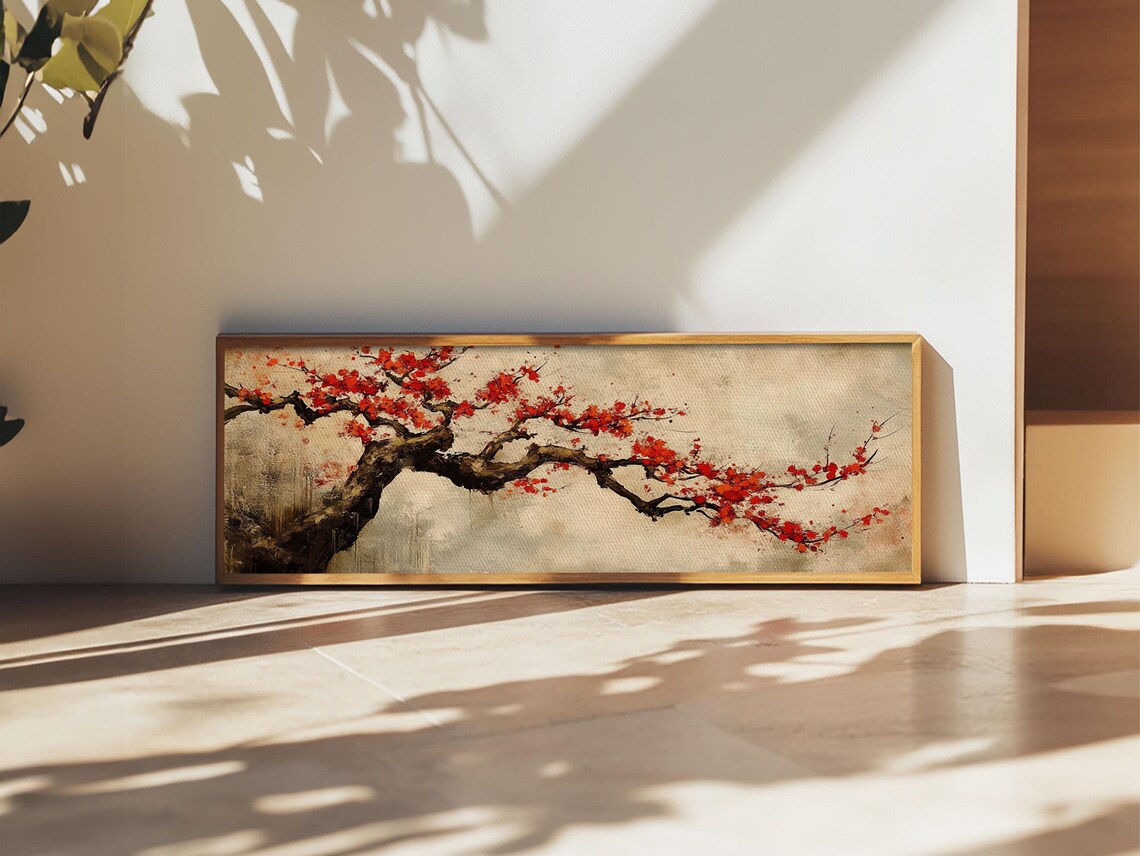 Panoramic Japanese Maple Tree Wall Art Print Maple Tree Art Fall Decor Fall Wall Art Wabi Sabi Japanese Style Maple Tree Painting - Image 6