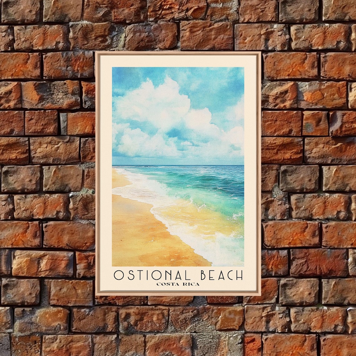 Ostional Beach Costa Rica Long Golden Sand Turquoise Surf Waves Travel Poster - Image 4
