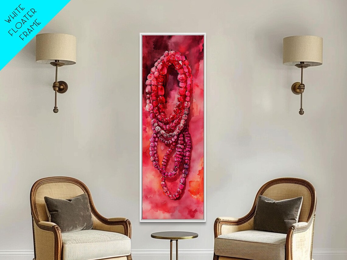 Pink Beaded Necklaces Cascade Gemstone Watercolor Jewelry Poster - Image 3