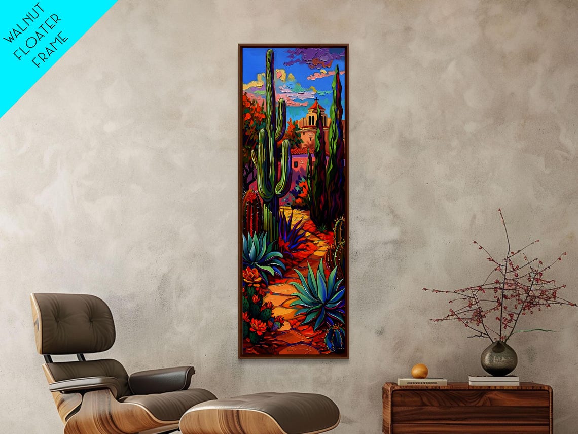 Desert Landscape With Saguaro Cactus And Mission Bell Tower Wall Art - Image 2