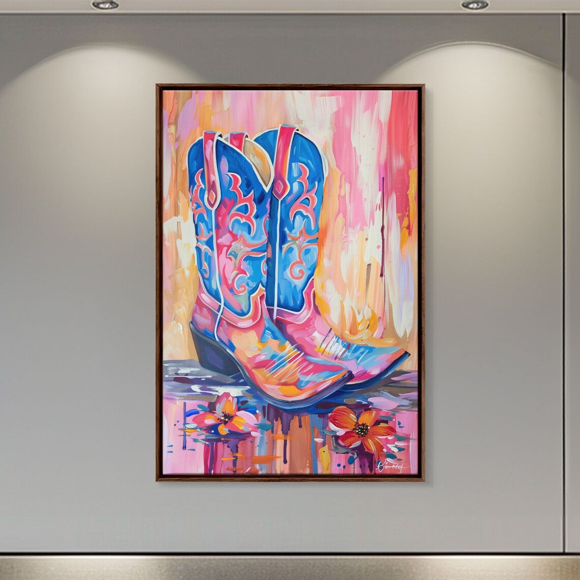 Cowboy Boots With Flowers, Rustic Western Art Print - Image 2