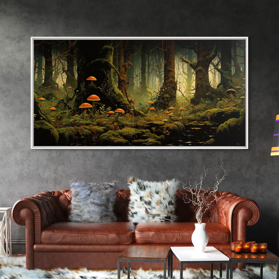 Mushroom Enchanted Forest Landscape Art Print