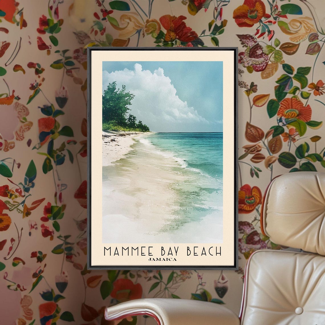 Mammee Bay Beach Jamaica Curved White Sand Lush Palm Coast Poster - Image 3