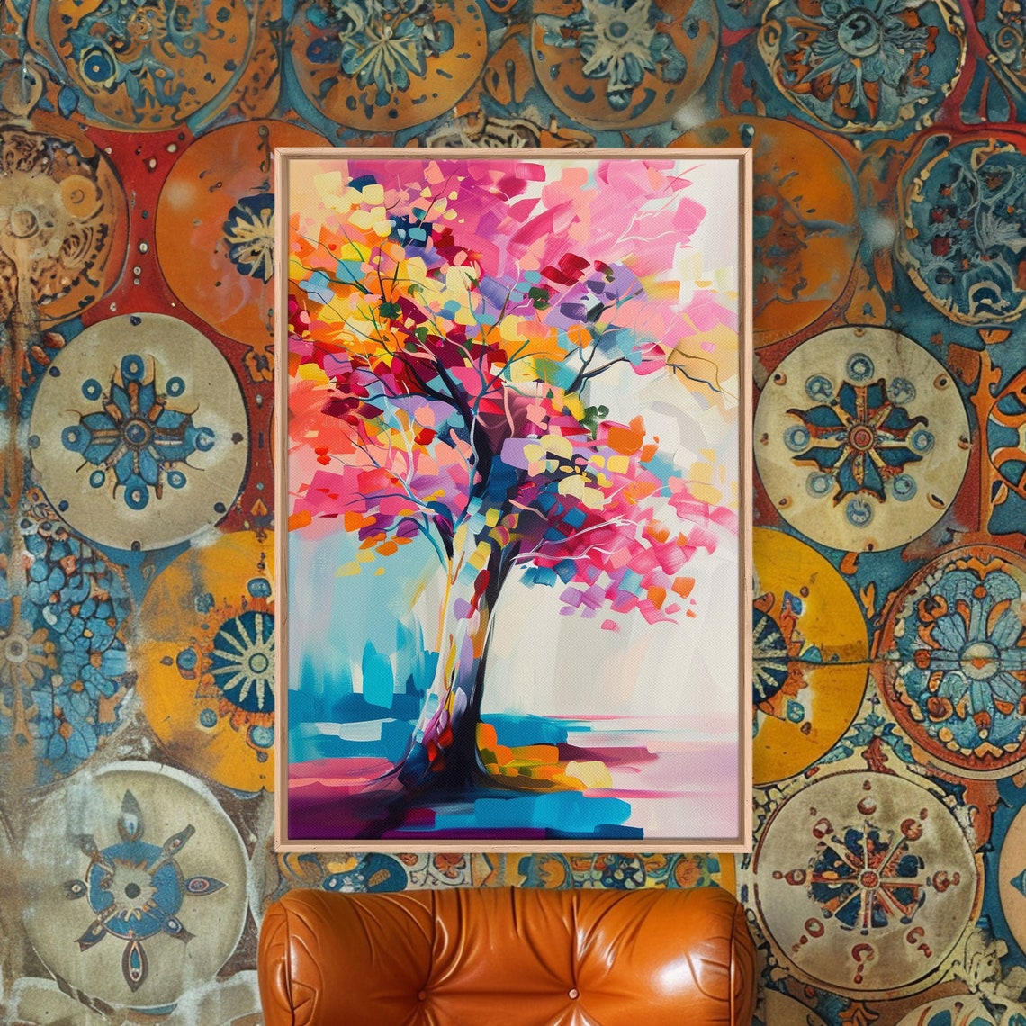 Rainbow Foliage Tree Colorful Abstract Modern Nature Art Wall Poster - Image 4