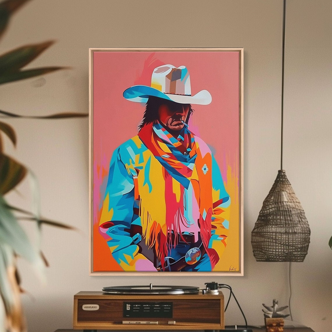 Modern Pop Art Cowboy With Scarf And Hat Colorful Wall Poster - Image 5