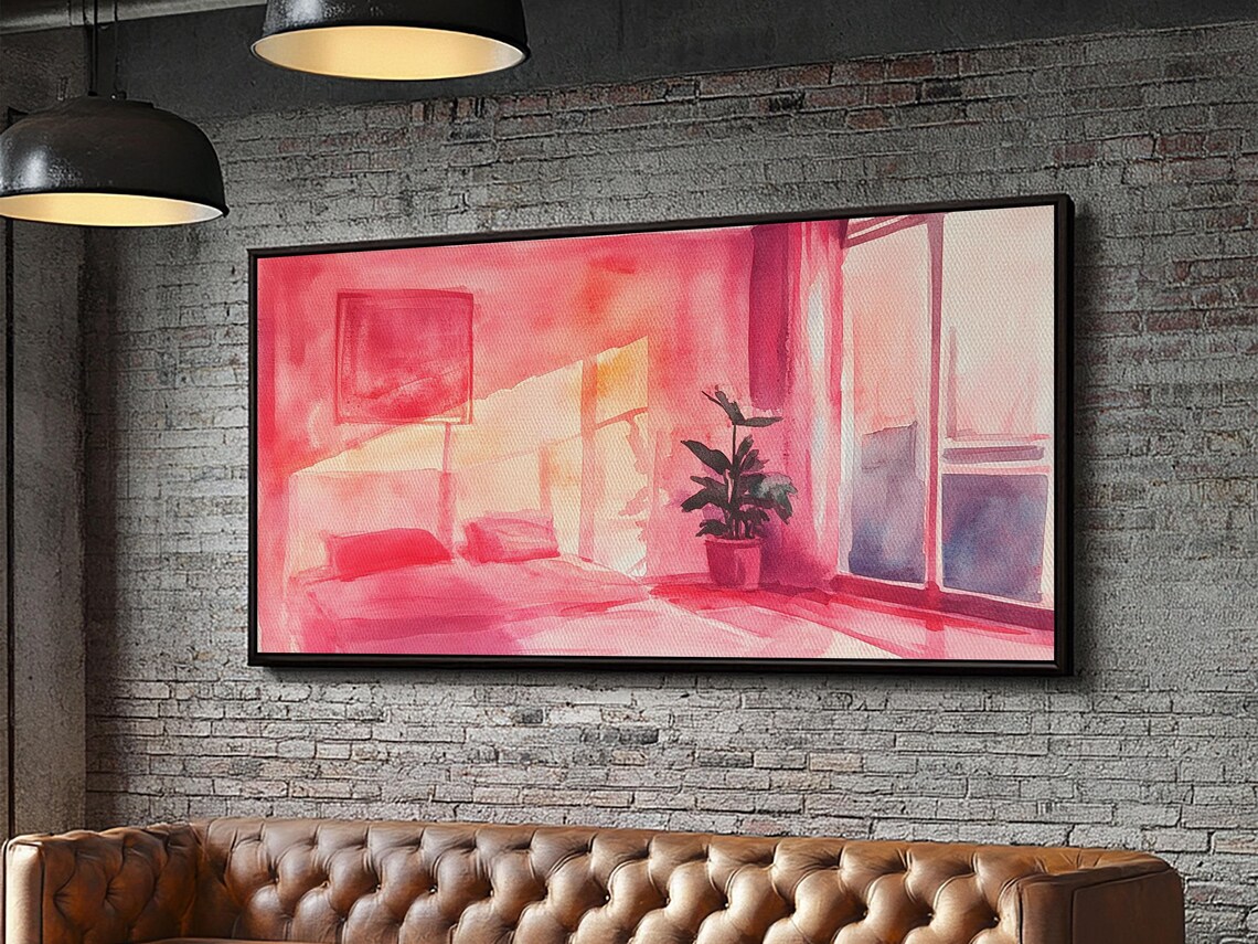 Sunny Bedroom Print Light Pink Wall Art Minimalist Decor Cherry Wall Art Therapy Art Rustic Bedroom Art Boho Art Gift Idea