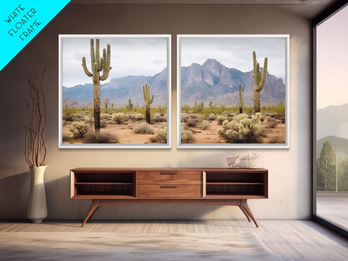 Sonoran Desert Saguaro Cactus Mountain View Two Piece Print Set - Image 5