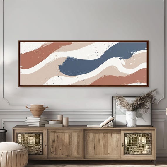Mcm Artwork Abstract Art Framed Print Wood Framed Mid Century Modern Art Large Geometric Art Paint Splotches