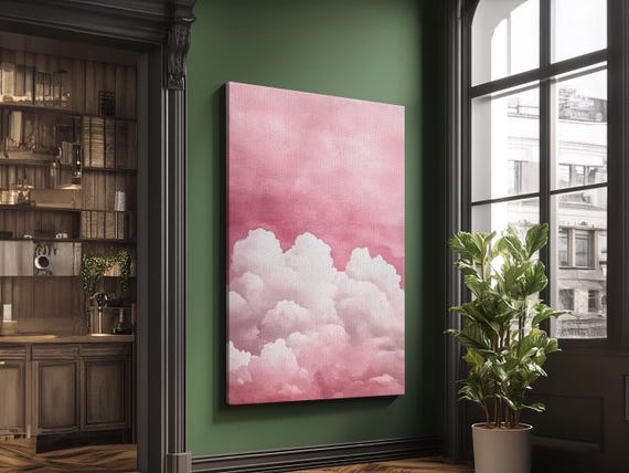 Dreamy Pink Clouds Print Light And Airy Minimalist Art Above Bed Wall Art Guest Room Decor Rustic Aesthetic Fall Accent Gift