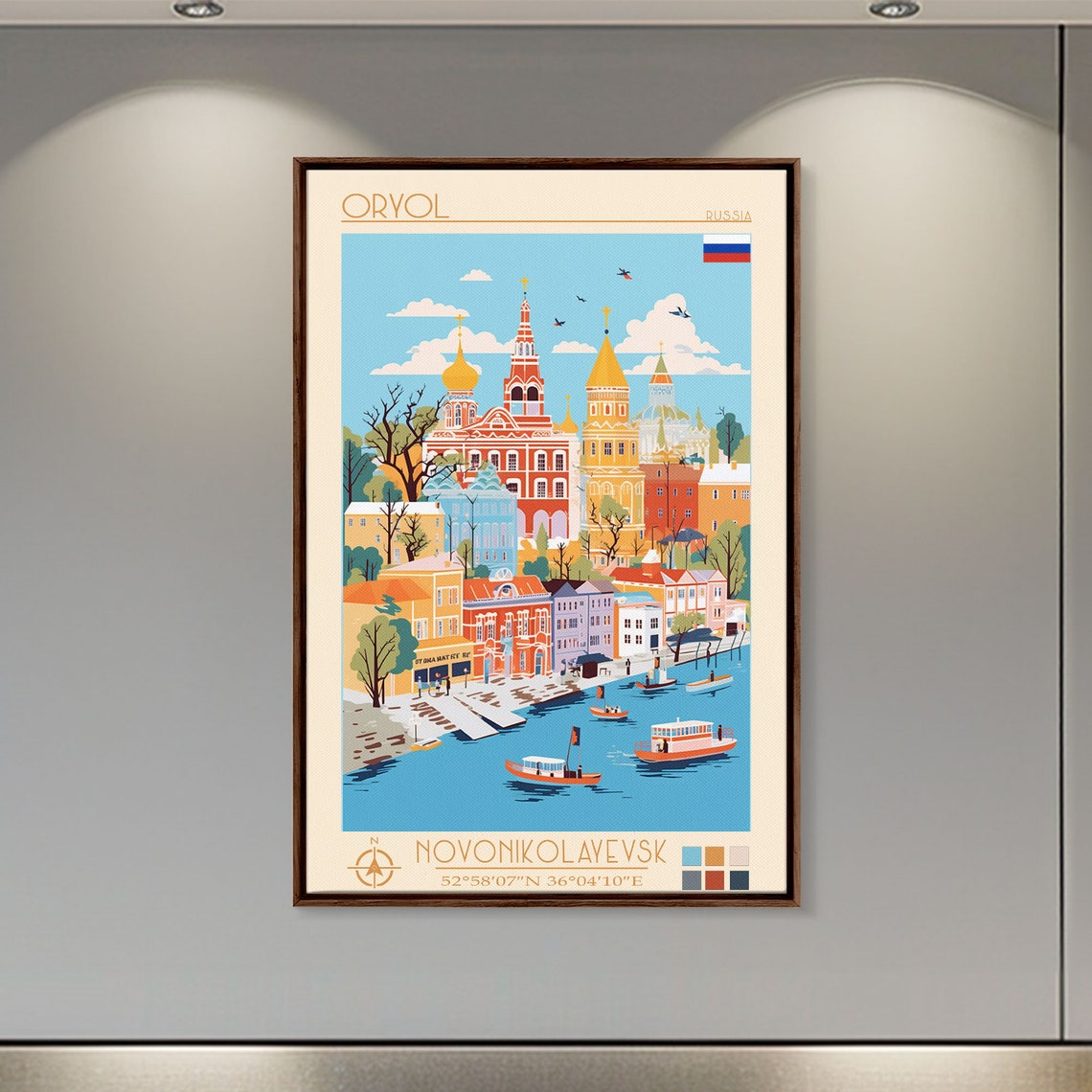 Oryol Russia Riverfront Churches Onion Domes Colorful Travel Poster - Image 2