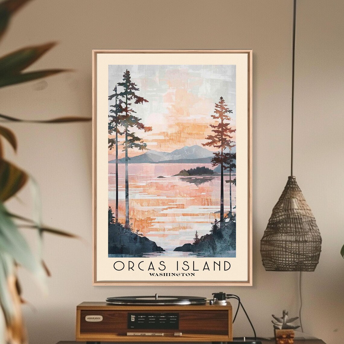 Orcas Island Washington Watercolor Beach Art Print - Image 2
