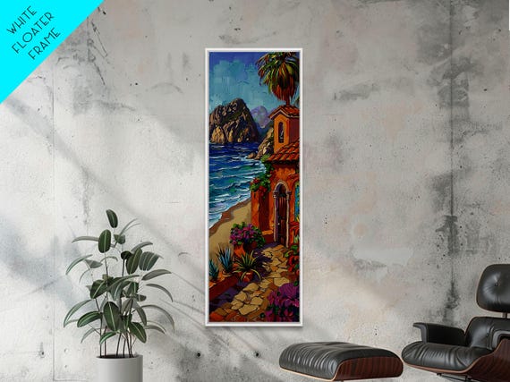 Coastal Printed Painting Framed White Framed Wall Art Of Hawaii Coast Housewarming Gift For Her Tall Narrow Wall Art Modern Art