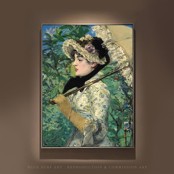 Edouard Manet Spring 1881 Woman Parasol Flower Hat Impressionist Oil Poster