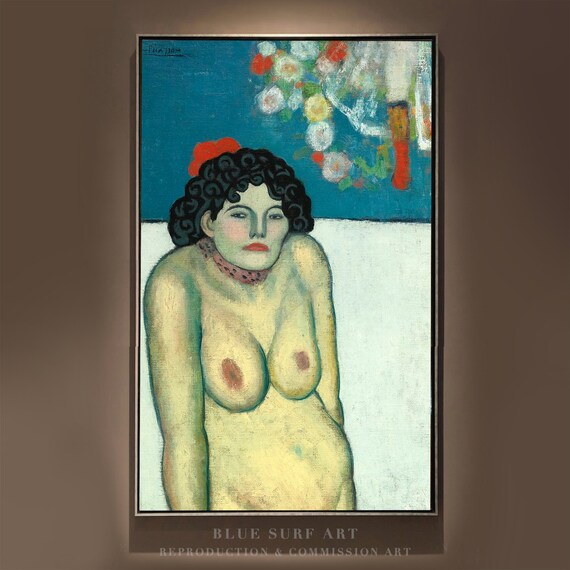 Hand Painted La Gommeuse Pablo Picasso Reproduction Art Picasso Living Room Wall Art Home Decor Nude Woman Figure Picasso Gift Art