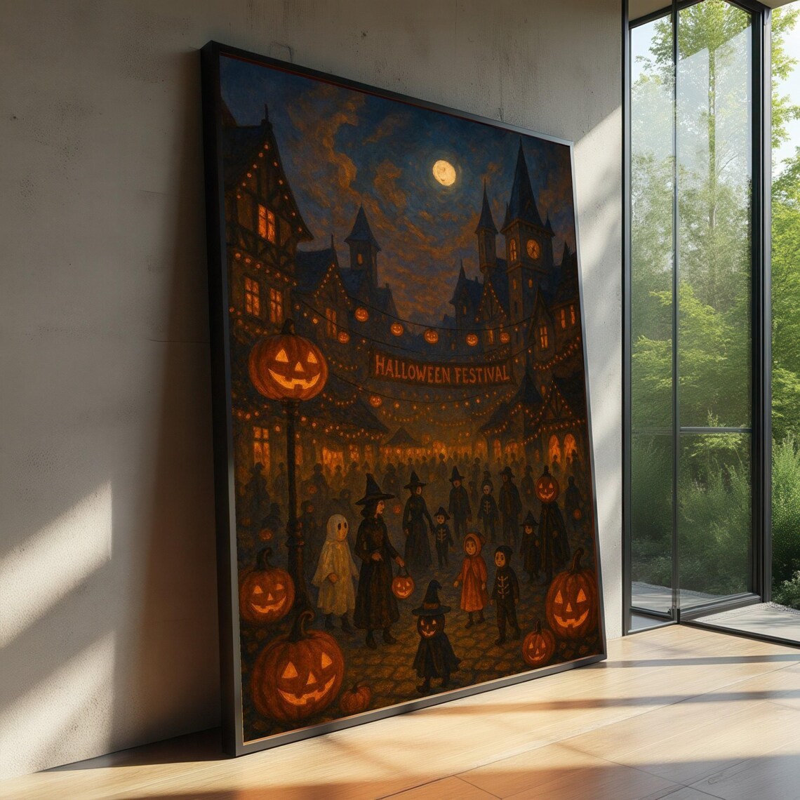 Halloween Festival Night Poster, Vintage Celebration Decor