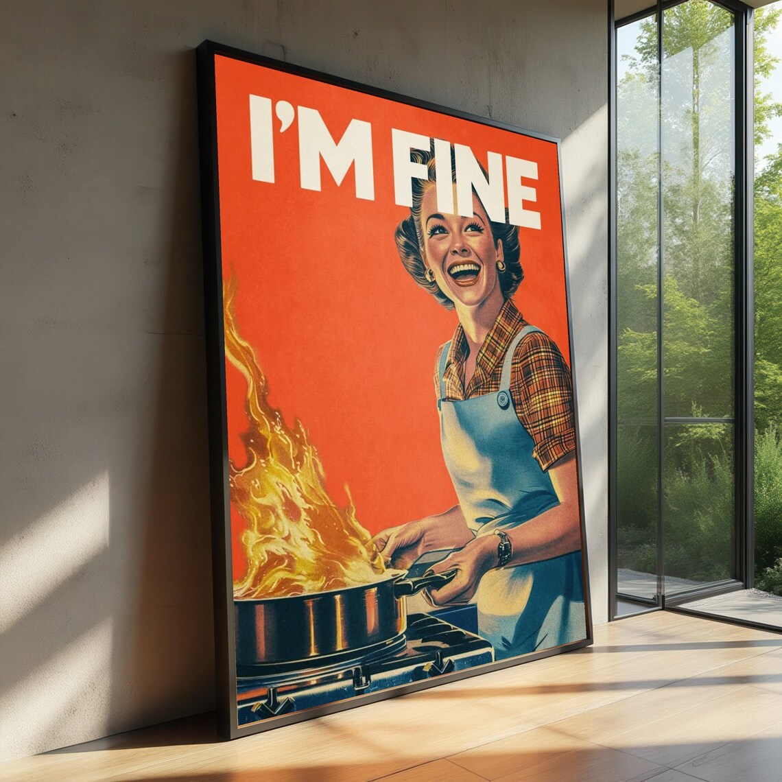 Retro I'm Fine Vintage Woman Cooking Poster