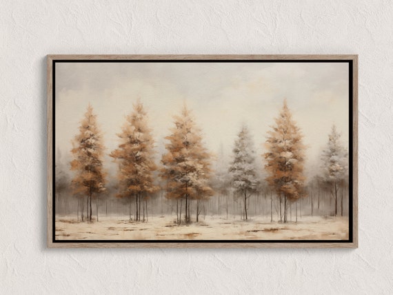 Winter Landscape Oil Painting Cozy Snowy Forest Wall Art Decor For Living Room Seasonal Artwork