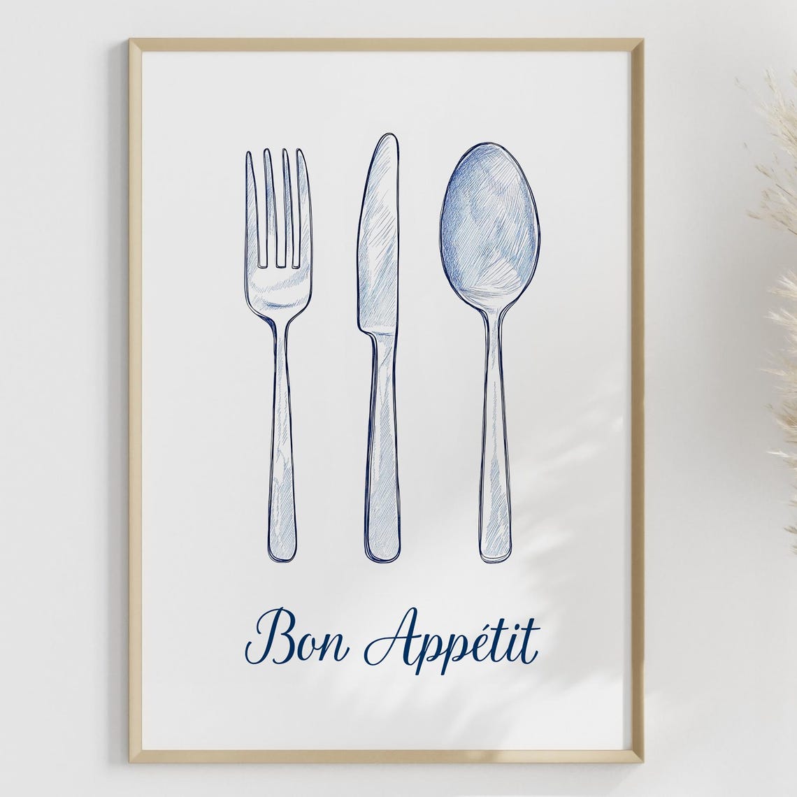 Bon Appétit Kitchen Cutlery Sketch Fork Knife Spoon Wall Art