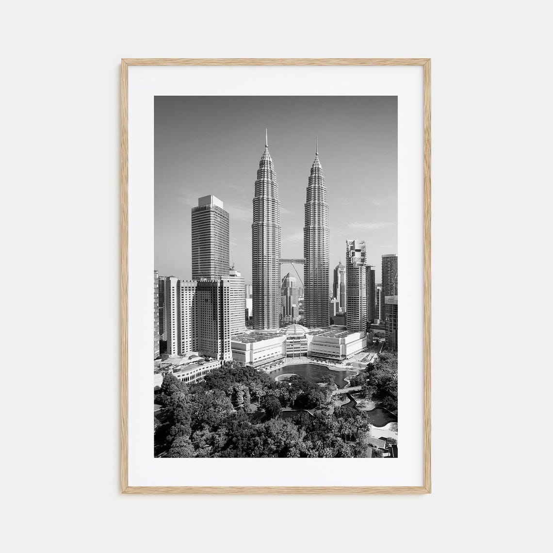 Kuala Lumpur Petronas Twin Towers Black And White Skyline Poster