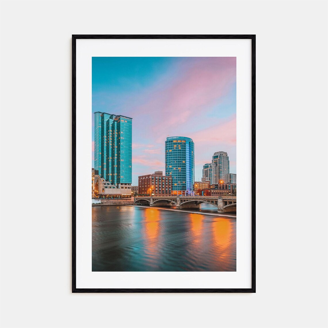 Grand Rapids Colorful City Map Travel Poster Print