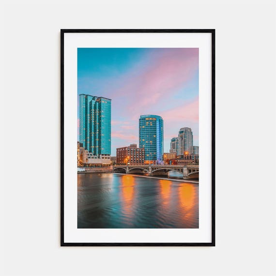 Grand Rapids Colorful City Map Travel Poster Print
