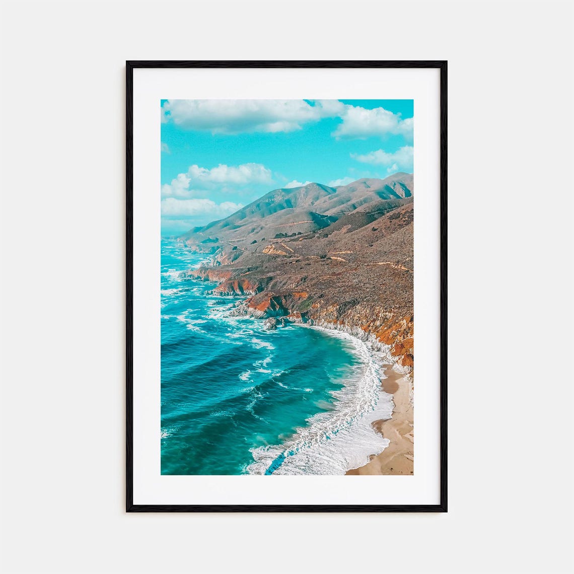 California Highway One Poster Big Sur Aerial Coastline Waves