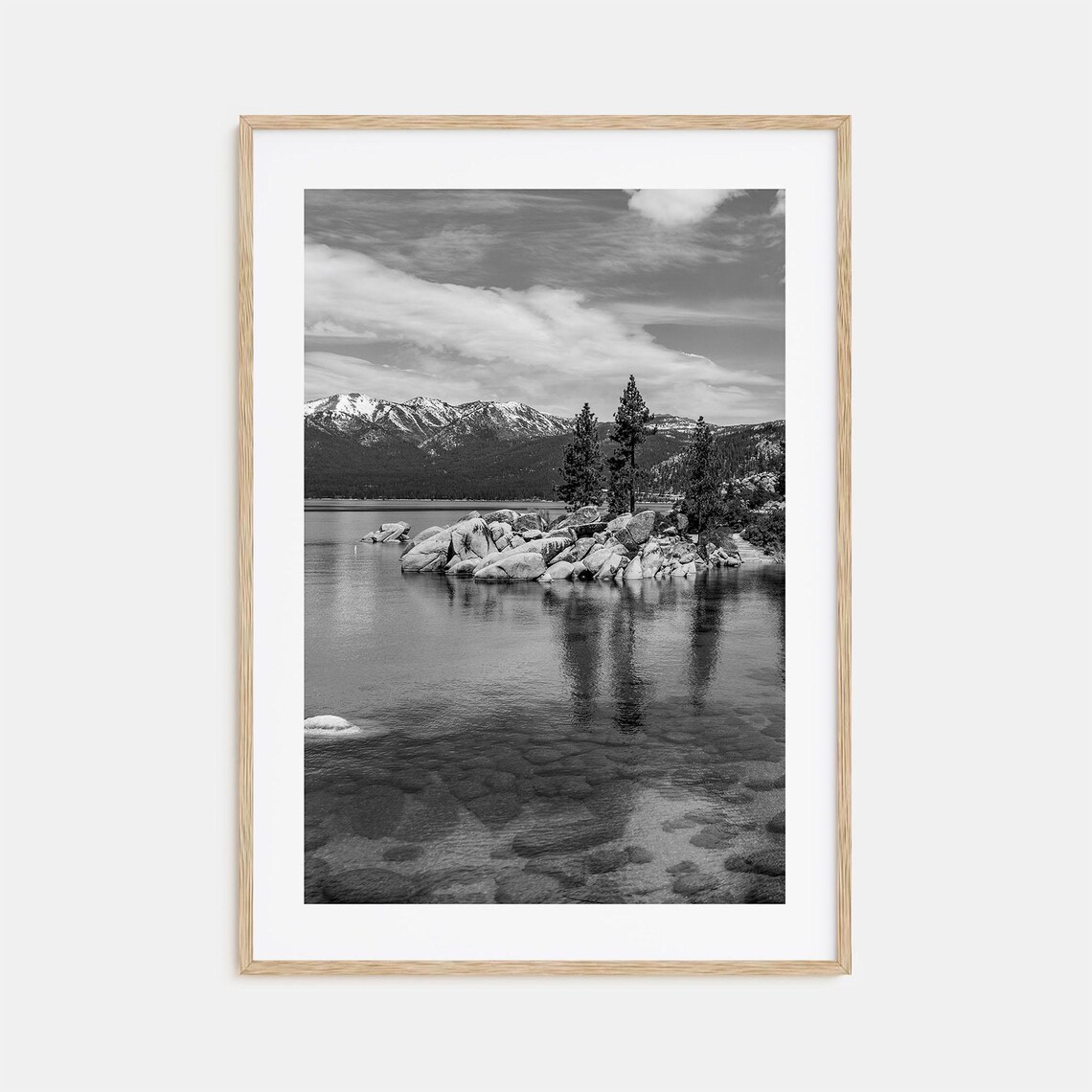 Lake Tahoe Black And White Travel Poster