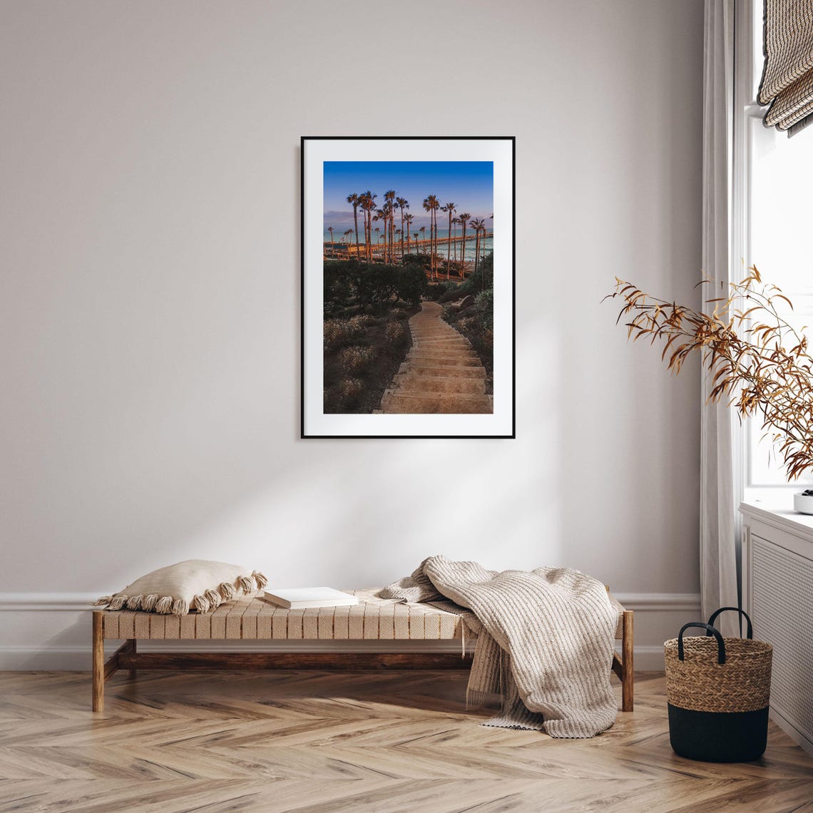 San Clemente Pier Palms Beach Staircase Sunset Ocean View Poster - Image 2