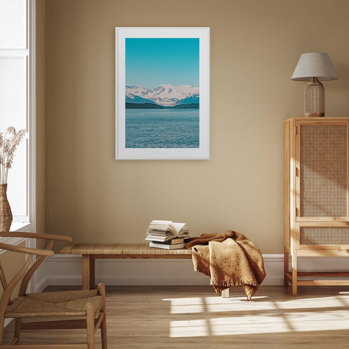 Juneau Alaska Snowy Mountain Glacier Fjord Water Photo Poster - Image 3