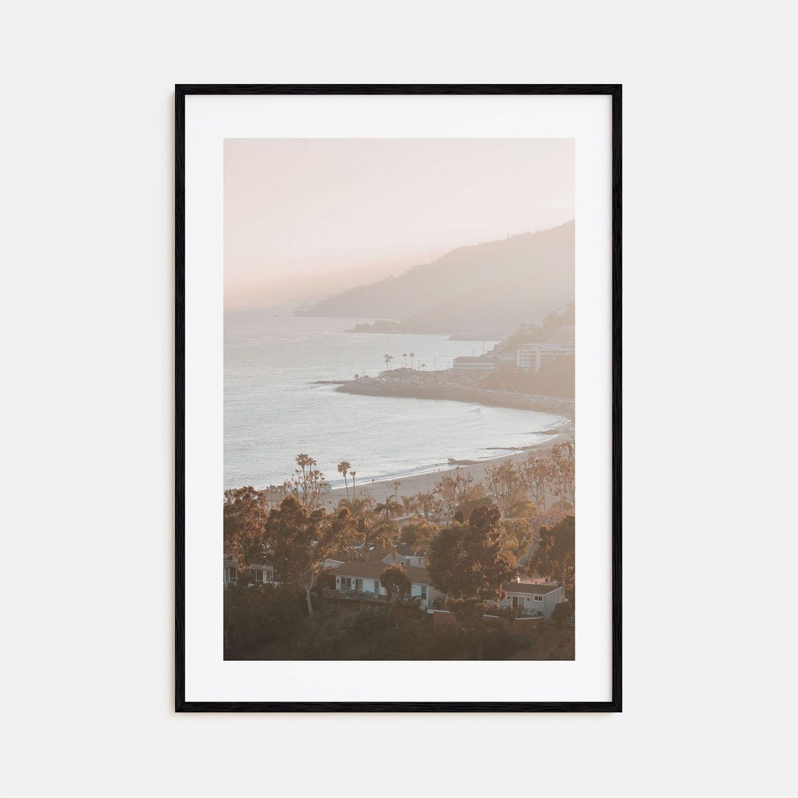 Pacific Palisades Hazy Beach Sunset Palms Coast California Poster