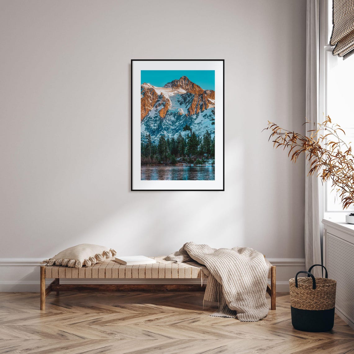 North Cascades Alpine Peak Glacier Sunset Evergreen Lake Photo Poster - Image 2