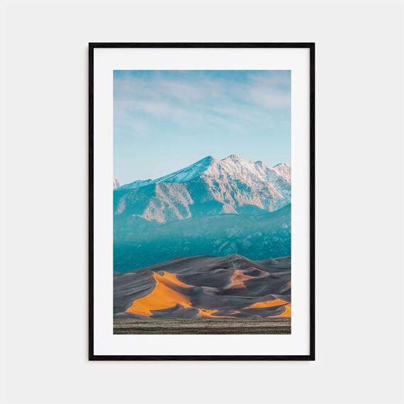 Great Sand Dunes with Snowcapped Peaks Rising Behind Them Print