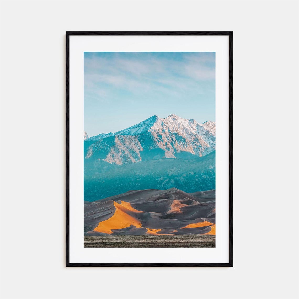 Great Sand Dunes with Snowcapped Peaks Rising Behind Them Print